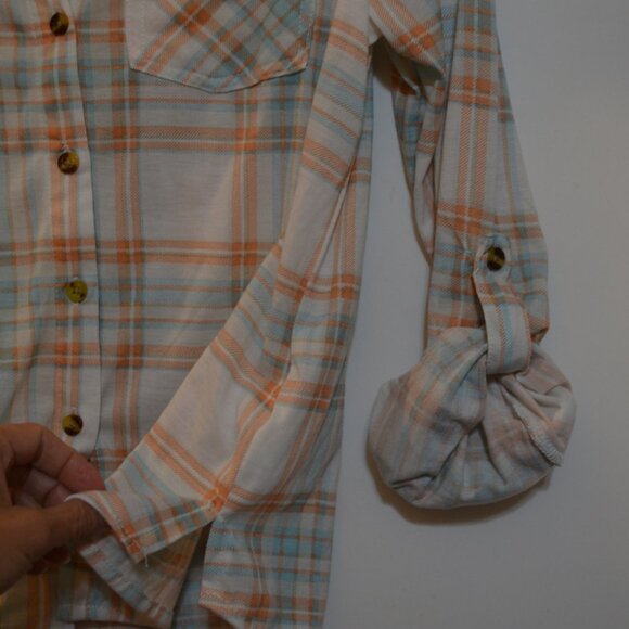 PASSPORT Button Down Plaid Pastel Colors Girls Shirt L - Picture 4 of 5